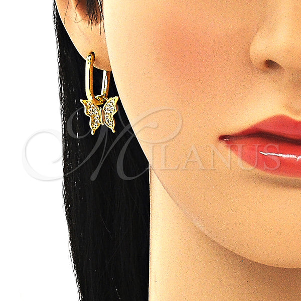 Gold Filled Ring — Dangle Earring Butterfly Design with White Micro Pave — alternate product view — SKU 132774 | Oro Laminado anillo — Dangle Earring Butterfly diseño with blanco Micro Pave — SKU 132774