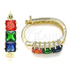 Oro Laminado Small Hoop, Gold Filled Style with Multicolor Cubic Zirconia, Polished, Golden Finish, 02.210.0349.1.15