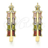 Oro Laminado Small Hoop, Gold Filled Style Baguette Design, with Multicolor Cubic Zirconia, Polished, Golden Finish, 02.210.0351.1.15