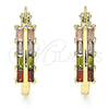 Oro Laminado Small Hoop, Gold Filled Style Baguette Design, with Multicolor Cubic Zirconia, Polished, Golden Finish, 02.210.0351.1.15