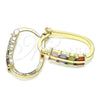 Oro Laminado Small Hoop, Gold Filled Style Baguette Design, with Multicolor Cubic Zirconia, Polished, Golden Finish, 02.210.0351.1.15