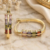 Oro Laminado Small Hoop, Gold Filled Style Baguette Design, with Multicolor Cubic Zirconia, Polished, Golden Finish, 02.210.0351.1.15