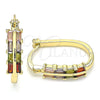 Oro Laminado Small Hoop, Gold Filled Style Baguette Design, with Multicolor Cubic Zirconia, Polished, Golden Finish, 02.210.0351.1.15
