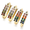 Oro Laminado Small Hoop, Gold Filled Style Baguette Design, with Multicolor Cubic Zirconia, Polished, Golden Finish, 02.210.0351.1.15