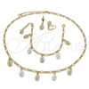 Oro Laminado Necklace, Bracelet and Earring, Gold Filled Style Guadalupe Design, Polished, Tricolor, 06.351.0002