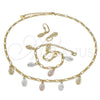 Oro Laminado Necklace, Bracelet and Earring, Gold Filled Style Guadalupe Design, Polished, Tricolor, 06.351.0002