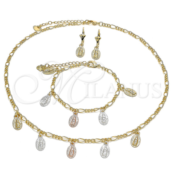 Gold Filled Ring — Necklace Bracelet and Earring Guadalupe Design Polished Tricolor — main product view — SKU 132793 | Oro Laminado anillo — Necklace Bracelet and Earring Guadalupe diseño pulido Tricolor — SKU 132793