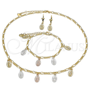 Gold Filled Ring — Necklace Bracelet and Earring Guadalupe Design Polished Tricolor — main product view — SKU 132793 | Oro Laminado anillo — Necklace Bracelet and Earring Guadalupe diseño pulido Tricolor — SKU 132793