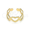 Oro Laminado Toe Ring, Gold Filled Style Heart Design, Polished, Golden Finish, 01.376.0002 (One size fits all)