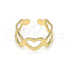 Oro Laminado Toe Ring, Gold Filled Style Heart Design, Polished, Golden Finish, 01.376.0002 (One size fits all)