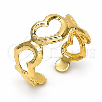 Oro Laminado Toe Ring, Gold Filled Style Heart Design, Polished, Golden Finish, 01.376.0002 (One size fits all)