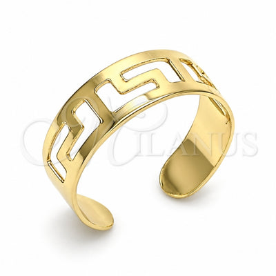 Oro Laminado Toe Ring, Gold Filled Style Greek Key Design, Polished, Golden Finish, 01.376.0005 (One size fits all)