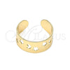 Oro Laminado Toe Ring, Gold Filled Style Star and Moon Design, Polished, Golden Finish, 01.376.0007 (One size fits all)