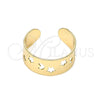 Oro Laminado Toe Ring, Gold Filled Style Star and Moon Design, Polished, Golden Finish, 01.376.0007 (One size fits all)