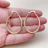 Oro Laminado Medium Hoop, Gold Filled Style Teardrop and Hollow Design, Diamond Cutting Finish, Golden Finish, 02.170.0081.30