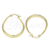 Oro Laminado Medium Hoop, Gold Filled Style Teardrop and Hollow Design, Diamond Cutting Finish, Golden Finish, 02.170.0081.30