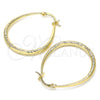 Oro Laminado Medium Hoop, Gold Filled Style Teardrop and Hollow Design, Diamond Cutting Finish, Golden Finish, 02.170.0081.30