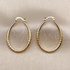 Oro Laminado Medium Hoop, Gold Filled Style Teardrop and Hollow Design, Diamond Cutting Finish, Golden Finish, 02.170.0081.30