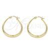 Oro Laminado Medium Hoop, Gold Filled Style Teardrop and Hollow Design, Diamond Cutting Finish, Golden Finish, 02.170.0081.30