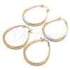 Oro Laminado Medium Hoop, Gold Filled Style Teardrop and Hollow Design, Diamond Cutting Finish, Golden Finish, 02.170.0081.30