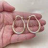 Oro Laminado Medium Hoop, Gold Filled Style Teardrop and Hollow Design, Diamond Cutting Finish, Tricolor, 02.170.0081.1.30