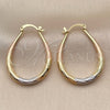 Oro Laminado Medium Hoop, Gold Filled Style Teardrop and Hollow Design, Diamond Cutting Finish, Tricolor, 02.170.0081.1.30