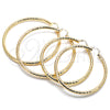 Oro Laminado Extra Large Hoop, Gold Filled Style Hollow Design, Diamond Cutting Finish, Golden Finish, 02.170.0308.80