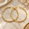 Oro Laminado Extra Large Hoop, Gold Filled Style Hollow Design, Diamond Cutting Finish, Golden Finish, 02.170.0308.90