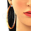 Oro Laminado Extra Large Hoop, Gold Filled Style Hollow Design, Diamond Cutting Finish, Golden Finish, 02.170.0309.80