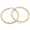 Oro Laminado Extra Large Hoop, Gold Filled Style Hollow Design, Diamond Cutting Finish, Golden Finish, 02.170.0311.80