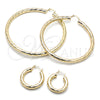 Oro Laminado Extra Large Hoop, Gold Filled Style Hollow Design, Diamond Cutting Finish, Golden Finish, 02.170.0311.80
