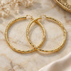 Oro Laminado Extra Large Hoop, Gold Filled Style Hollow Design, Diamond Cutting Finish, Golden Finish, 02.170.0311.90