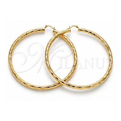 Oro Laminado Extra Large Hoop, Gold Filled Style Hollow Design, Diamond Cutting Finish, Golden Finish, 02.170.0311.90