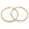 Oro Laminado Extra Large Hoop, Gold Filled Style Hollow Design, Diamond Cutting Finish, Golden Finish, 02.170.0312.80