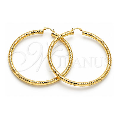 Oro Laminado Extra Large Hoop, Gold Filled Style Hollow Design, Diamond Cutting Finish, Golden Finish, 02.170.0312.80