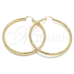 Gold Filled Hoop Earrings — Extra Large Hoop Hollow Design Diamond Cutting 02. — main product view — SKU 132819 | Oro Laminado aretes de aro — Extra Large Hoop Hollow diseño Diamond Cutting 02. — SKU 132819