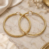 Oro Laminado Extra Large Hoop, Gold Filled Style Hollow Design, Diamond Cutting Finish, Golden Finish, 02.170.0312.90