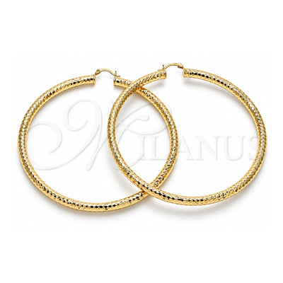 Oro Laminado Extra Large Hoop, Gold Filled Style Hollow Design, Diamond Cutting Finish, Golden Finish, 02.170.0312.90