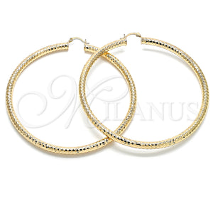 Gold Filled Hoop Earrings — Extra Large Hoop Hollow Design Diamond Cutting 02. — main product view — SKU 132820 | Oro Laminado aretes de aro — Extra Large Hoop Hollow diseño Diamond Cutting 02. — SKU 132820