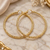Oro Laminado Extra Large Hoop, Gold Filled Style Hollow Design, Diamond Cutting Finish, Golden Finish, 02.170.0313.90