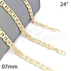 Oro Laminado Basic Necklace, Gold Filled Style Mariner Design, Polished, Golden Finish, 04.213.0188.24 (07 MM Thickness, 24 Inches Length)