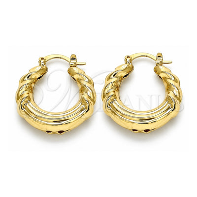 Oro Laminado Small Hoop, Gold Filled Style Hollow Design, Polished, Golden Finish, 02.163.0115.25