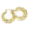 Oro Laminado Small Hoop, Gold Filled Style Bamboo and Hollow Design, Polished, Golden Finish, 02.163.0116.25