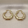 Oro Laminado Small Hoop, Gold Filled Style Bamboo and Hollow Design, Polished, Golden Finish, 02.163.0116.25