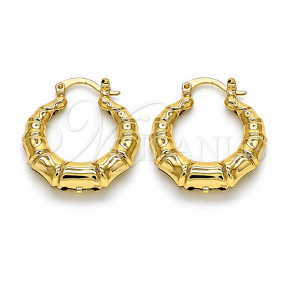 Oro Laminado Small Hoop, Gold Filled Style Bamboo and Hollow Design, Polished, Golden Finish, 02.163.0116.25
