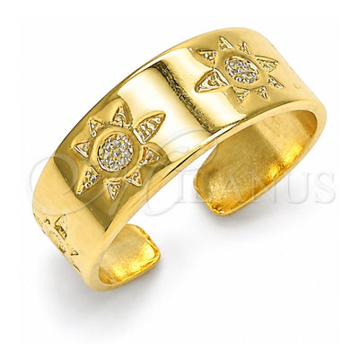 Oro Laminado Toe Ring, Gold Filled Style Sun Design, Polished, Golden Finish, 01.117.0008 (One size fits all)