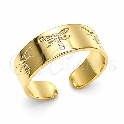 Oro Laminado Toe Ring, Gold Filled Style Dragon-Fly Design, Polished, Golden Finish, 01.117.0011 (One size fits all)