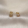Oro Laminado Stud Earring, Gold Filled Style Puff Mariner Design, with White Micro Pave, Polished, Golden Finish, 02.63.2706