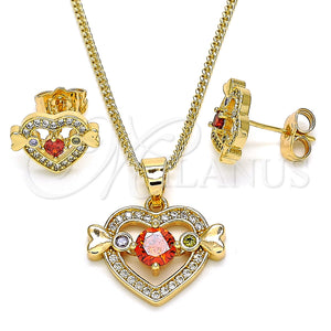 Gold Filled Ring — Earring and Pendant Adult Set Heart Design with — main product view — SKU 132881 | Oro Laminado anillo — Earring and Pendant Adult Set corazón diseño with — SKU 132881
