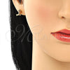 Oro Laminado Earring and Pendant Adult Set, Gold Filled Style Bird and Heart Design, with Garnet and Black Micro Pave, Polished, Golden Finish, 10.210.0120.2